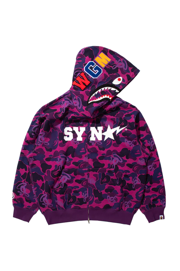 BAPE x SPOTIFY by CENTRAL CEE SHARK FULL ZIP HOODIE - PURPLE