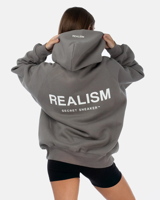 REALISM LOGO BACK HOODIE COOL GREY