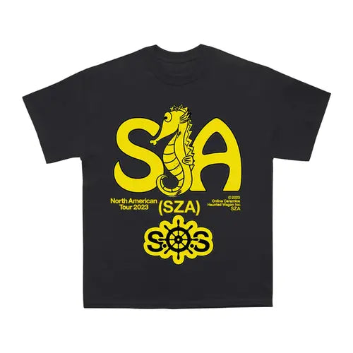 Sza Seahorse Tour T Shirt Black