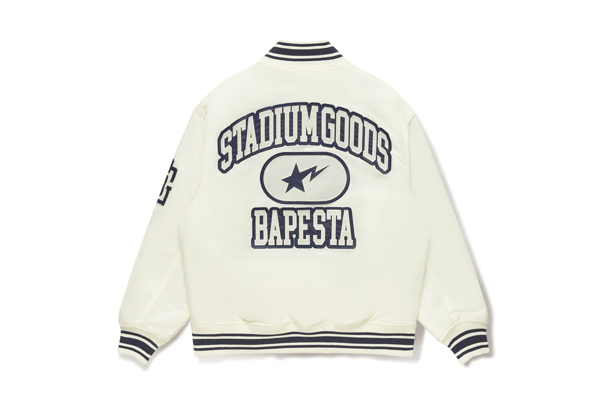 BAPE X STADIUM GOODS CONTRAST STRIPE VARSITY JACKET MENS