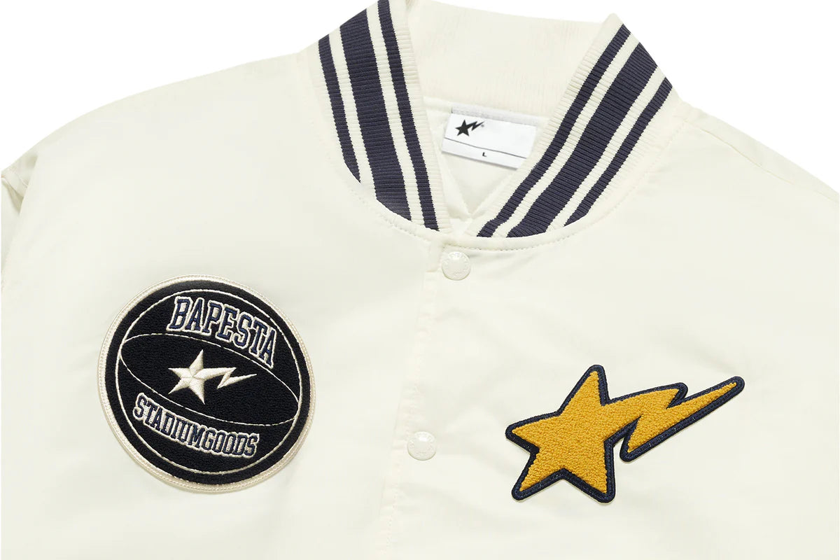 BAPE X STADIUM GOODS CONTRAST STRIPE VARSITY JACKET MENS