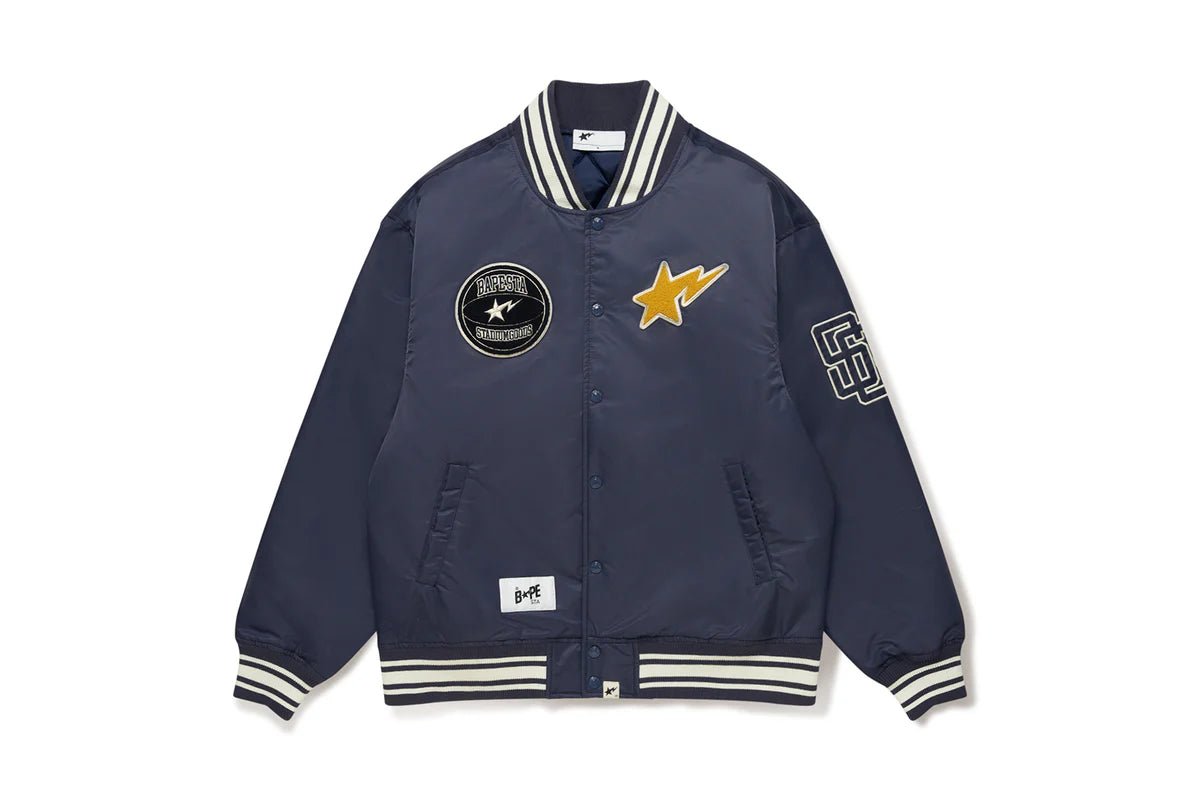 BAPE X STADIUM GOODS CONTRAST STRIPE VARSITY JACKET MENS
