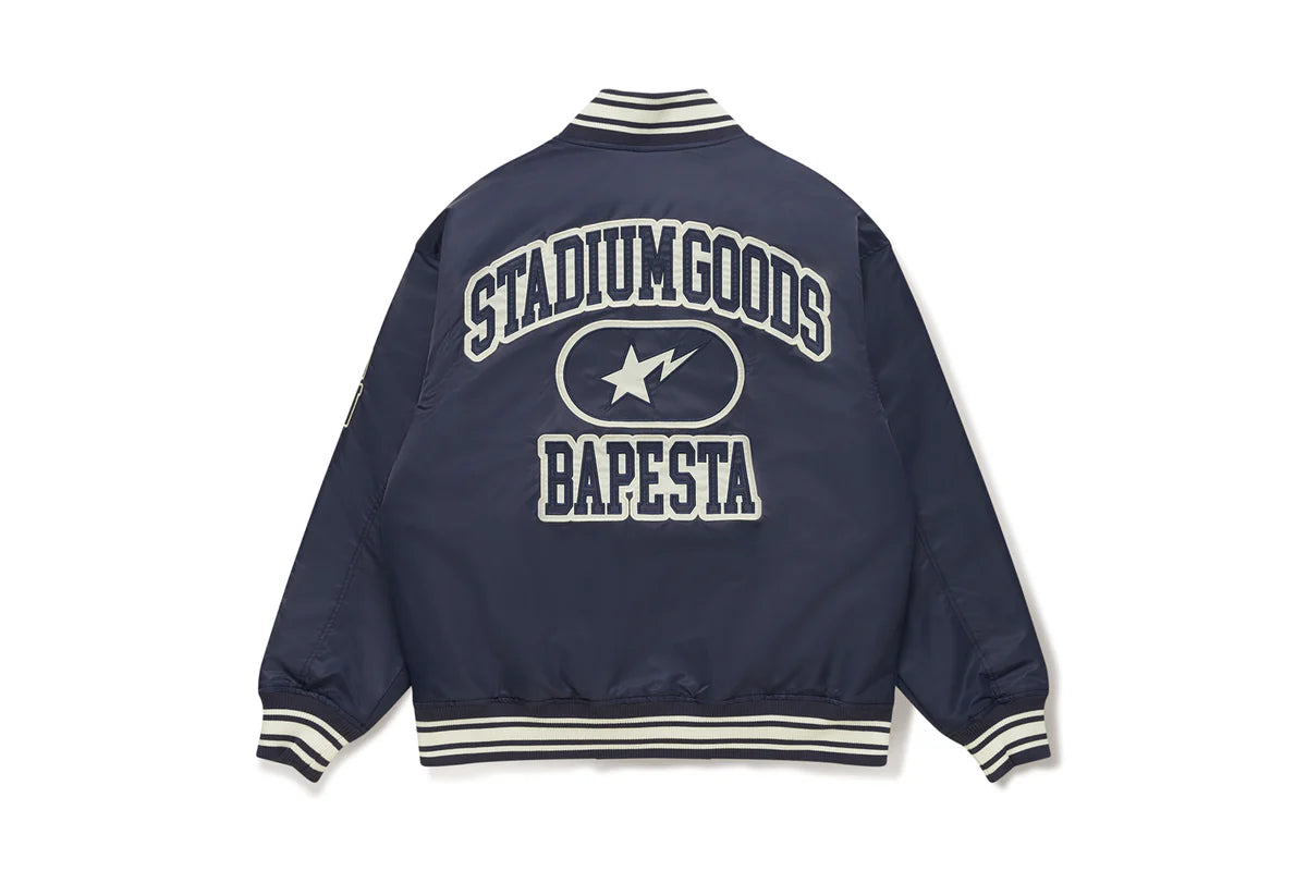 BAPE X STADIUM GOODS CONTRAST STRIPE VARSITY JACKET MENS