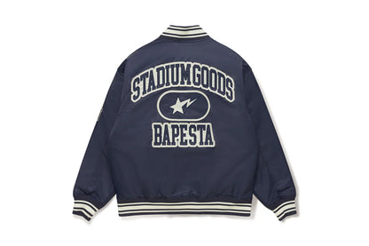 BAPE X STADIUM GOODS CONTRAST STRIPE VARSITY JACKET MENS