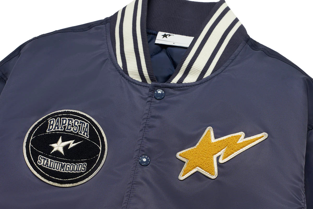 BAPE X STADIUM GOODS CONTRAST STRIPE VARSITY JACKET MENS