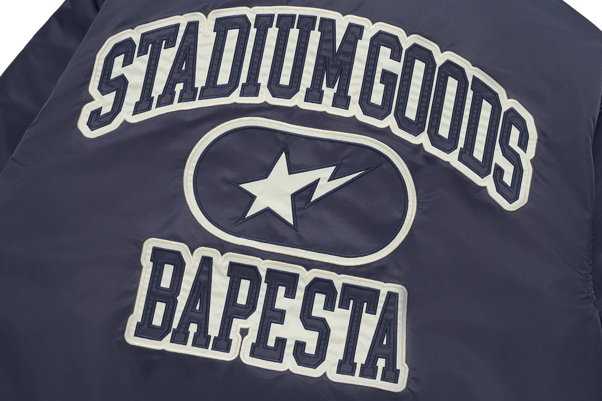 BAPE X STADIUM GOODS CONTRAST STRIPE VARSITY JACKET MENS