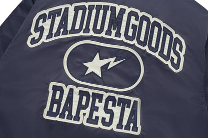 BAPE X STADIUM GOODS CONTRAST STRIPE VARSITY JACKET MENS