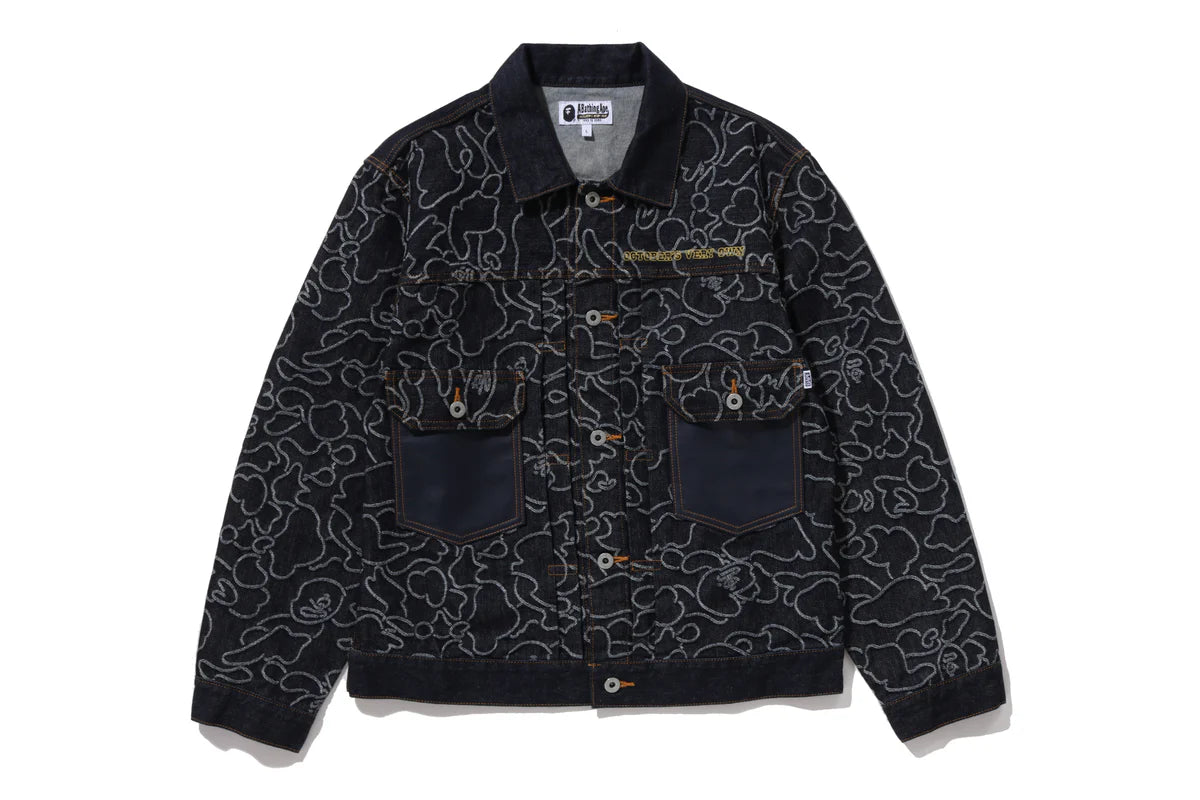 BAPE X OVO NEON 1ST CAMO JACQUARD DENIM JACKET