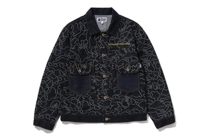 BAPE X OVO NEON 1ST CAMO JACQUARD DENIM JACKET