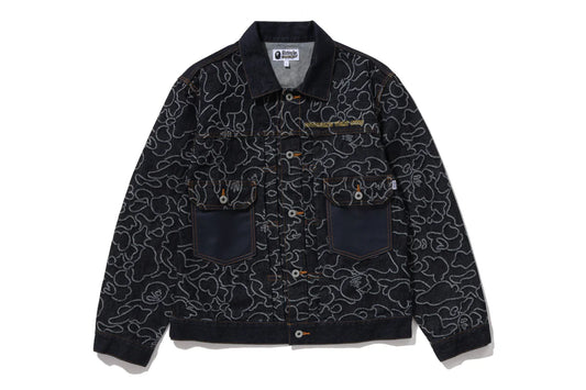BAPE X OVO NEON 1ST CAMO JACQUARD DENIM JACKET