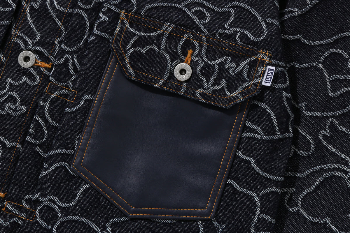 BAPE X OVO NEON 1ST CAMO JACQUARD DENIM JACKET