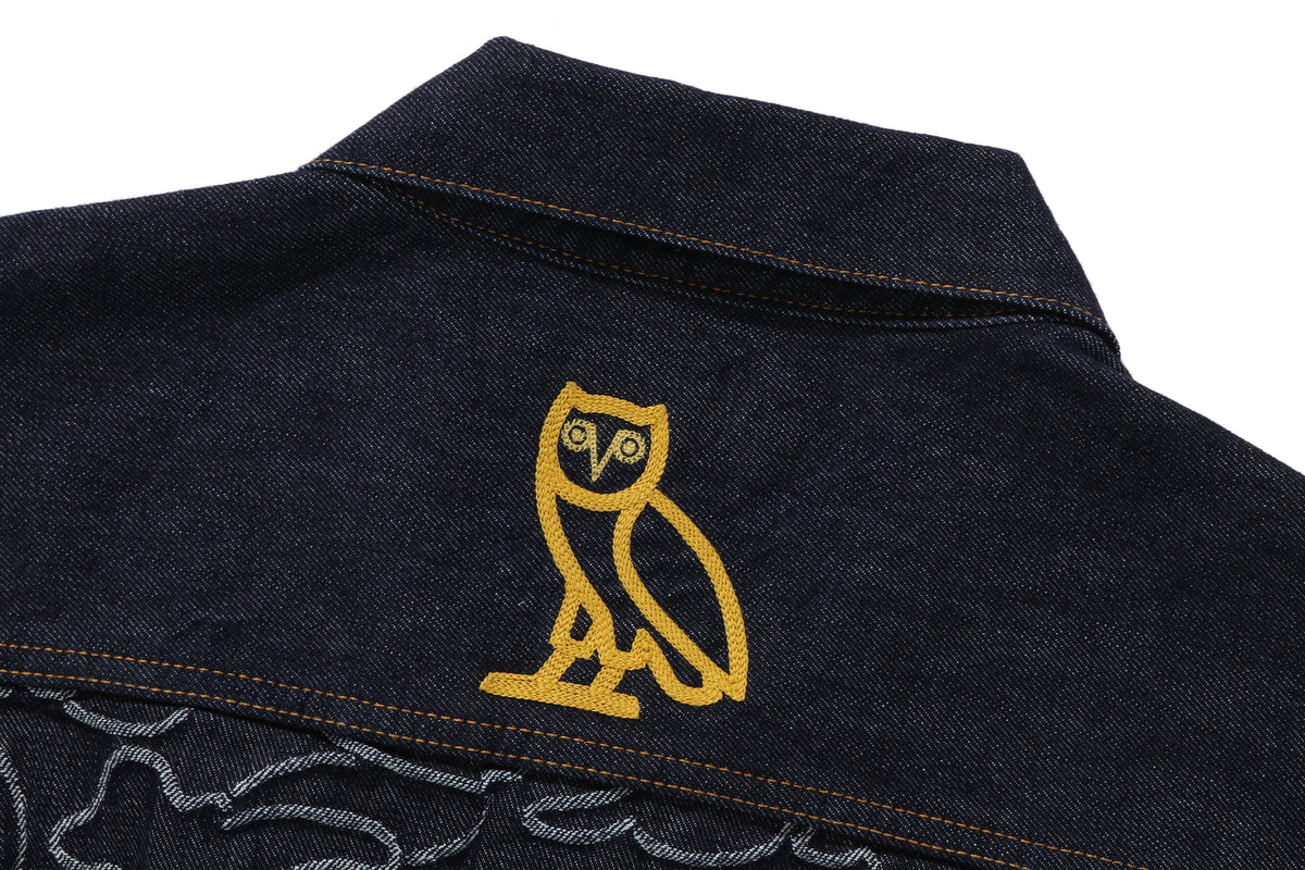 BAPE X OVO NEON 1ST CAMO JACQUARD DENIM JACKET