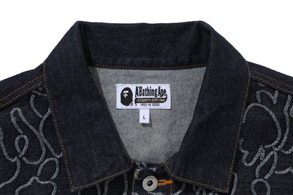 BAPE X OVO NEON 1ST CAMO JACQUARD DENIM JACKET