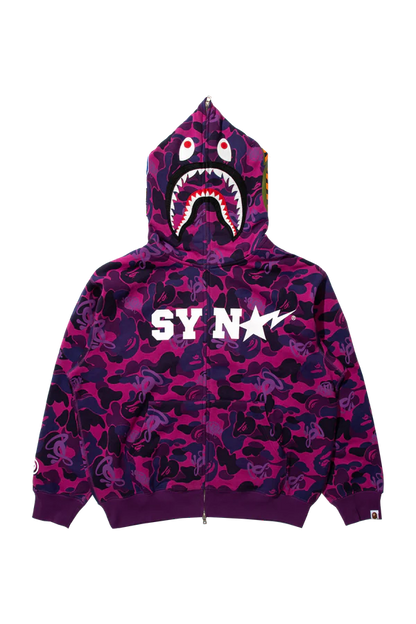 BAPE x SPOTIFY by CENTRAL CEE SHARK FULL ZIP HOODIE - PURPLE