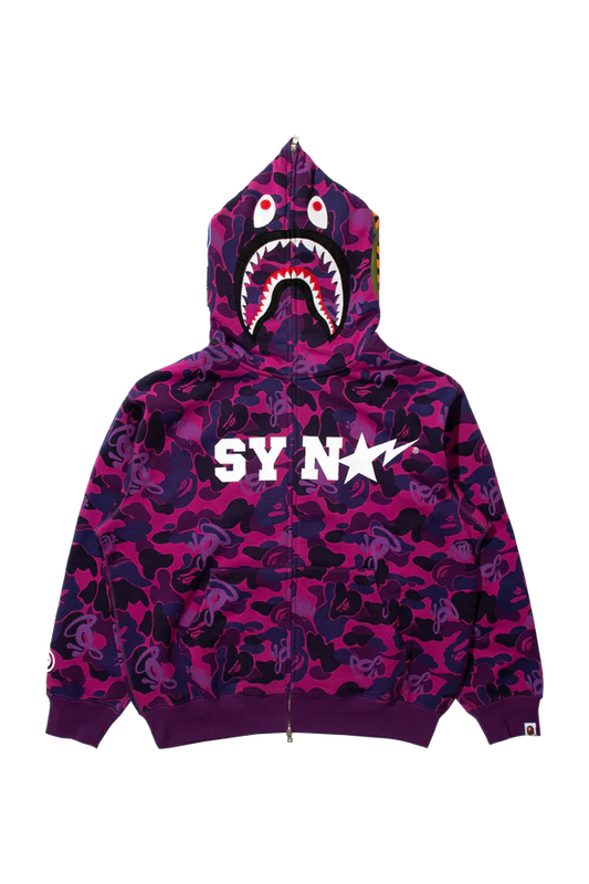 BAPE x SPOTIFY by CENTRAL CEE SHARK FULL ZIP HOODIE - PURPLE