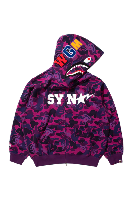 BAPE x SPOTIFY by CENTRAL CEE SHARK FULL ZIP HOODIE - PURPLE