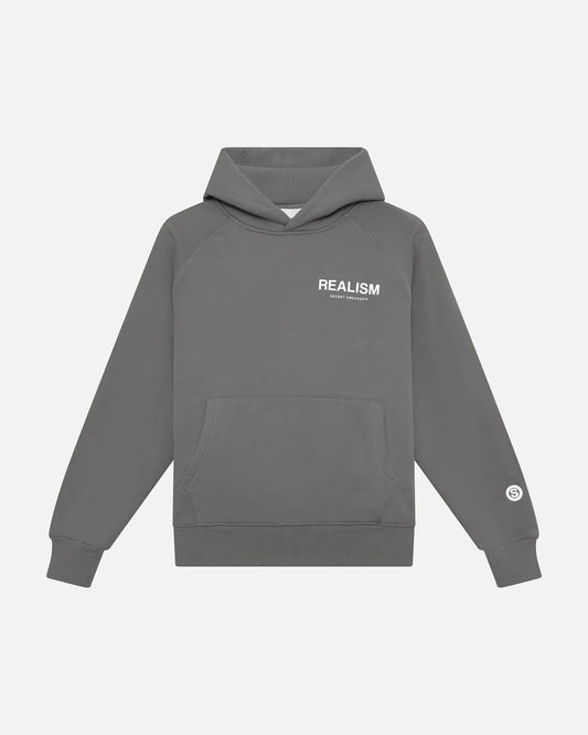 REALISM LOGO BACK HOODIE COOL GREY