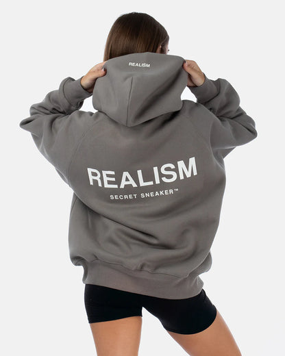 REALISM LOGO BACK HOODIE COOL GREY