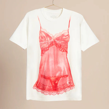 Red lingerie tee