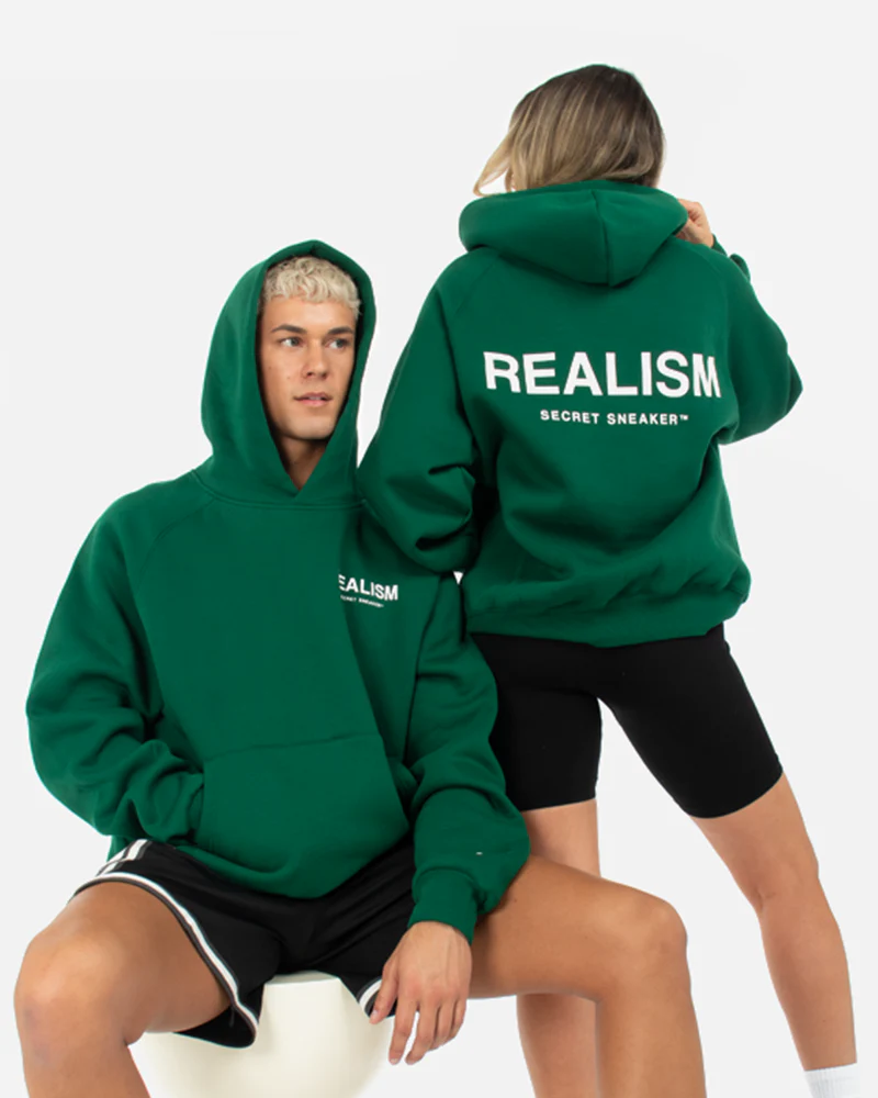 SSS REALISM BACK LOGO GREEN HOODIE PINE
